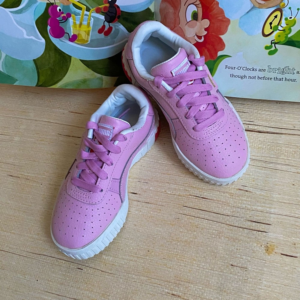 EUC Puma Cali Powder Pink White Sneakers 369698-01 - Girls Size US 11C Shoes - Picture 2 of 4